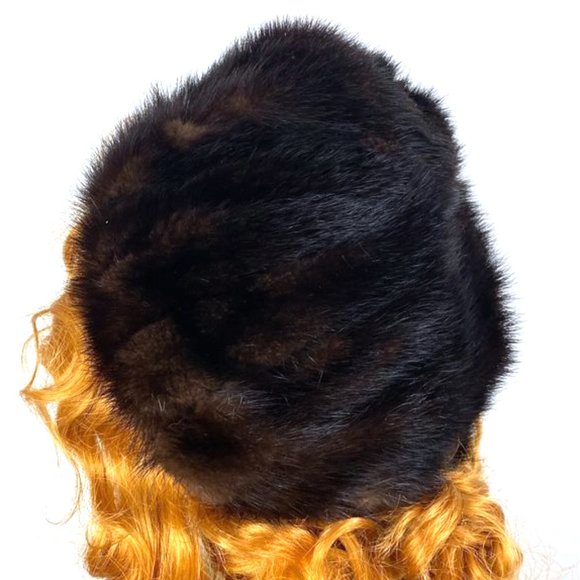 Vintage 1950\'s Brown Mink Fur Hat main image 4